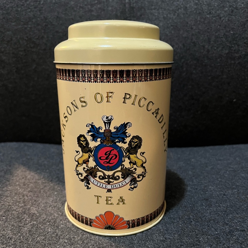 Vintage Jacksons of Piccadilly Tea Tin In Butter Beige